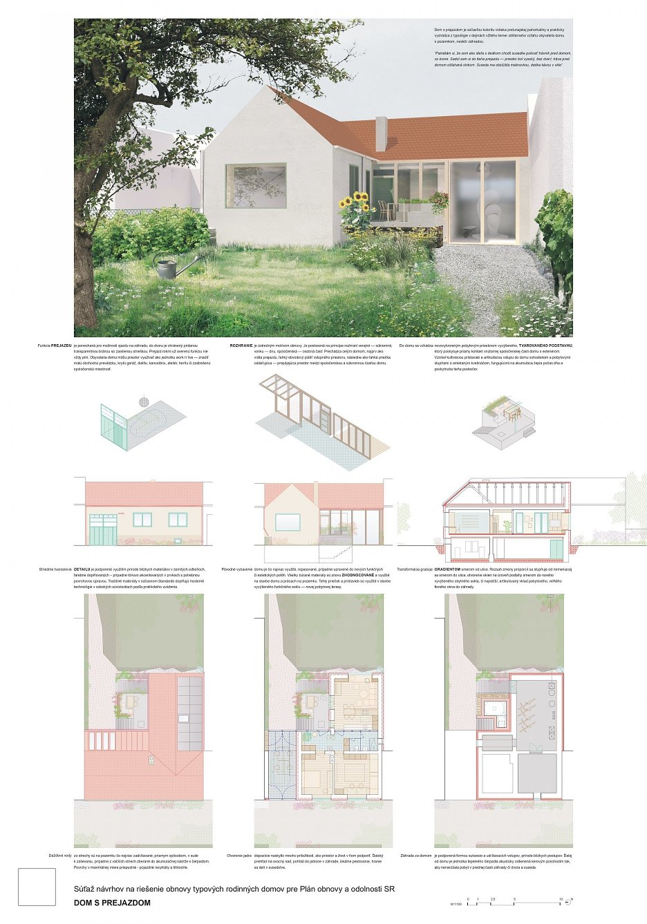 Dom s prejazdom – 2. cena ex aequo, autori: Ing. arch. Tomáš Gelien, Ing. arch. Ludmila Haluzíková