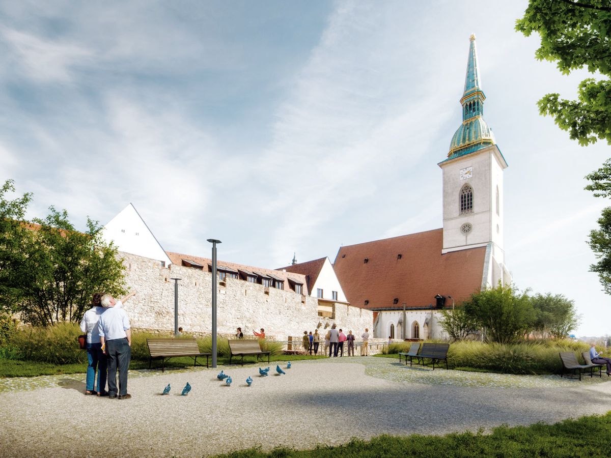 Plató Staromestská je jeden z kľúčových projektov primátora Valla. Architektmi projektu sú ateliér Ľubomír Závodný, Peter Stec Studio, Studený architekti a Terra Florida.