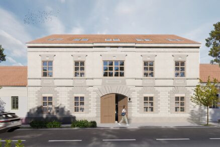 Obnovená fasáda na vizualizácii Kasárne Residence v Modre.