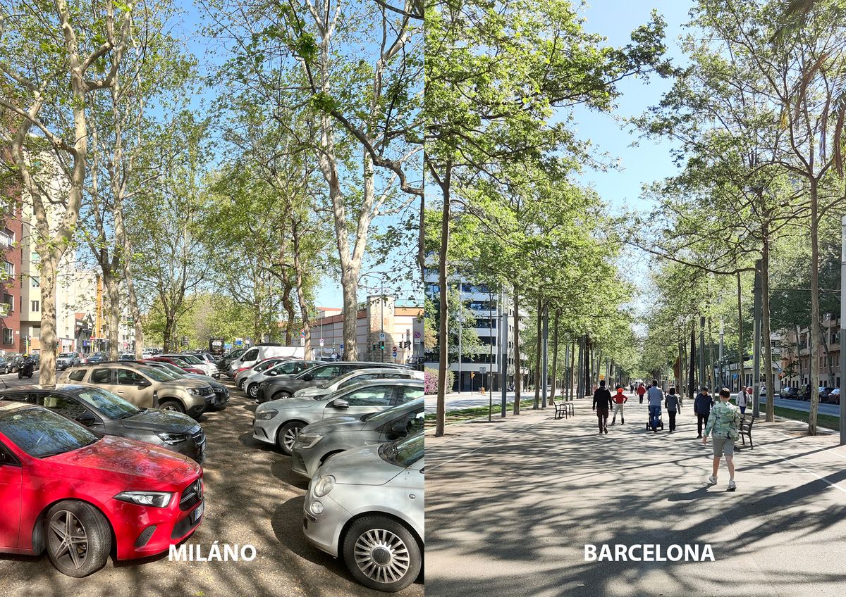 Porovnanie rovnakého typu ulice v Miláne a v Barcelone