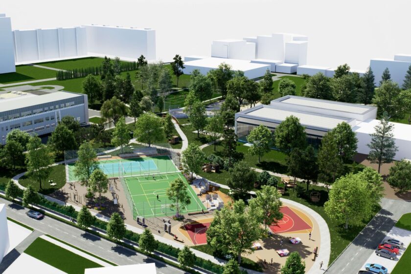 Návrh nového športového areálu v areále STU v Trnave.