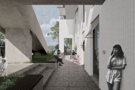 Návrh rekonštrukcie Domu kultúry podľa architektonického ateliéru DMArchitekti