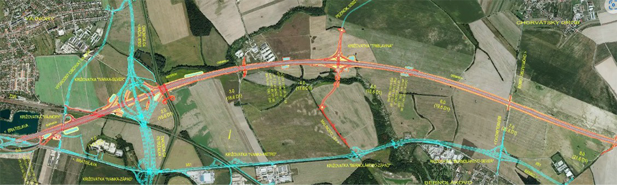 Obr. 7 Rozšírenie diaľnice D1 Triblavina – Bratislava – situácia stavby 