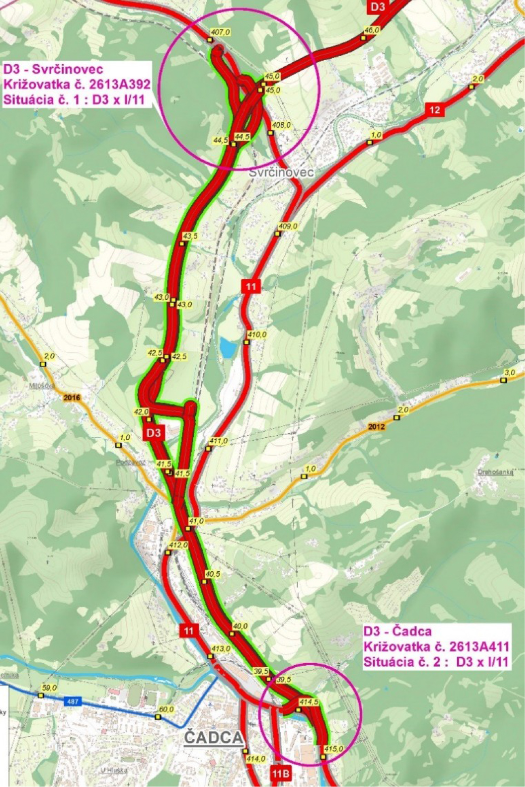 Obr. 1 Situácia diaľničného úseku na mapovom podklade (https://www.cdb.sk/sk/Aktualne/nove-useky-d1-d3.alej)