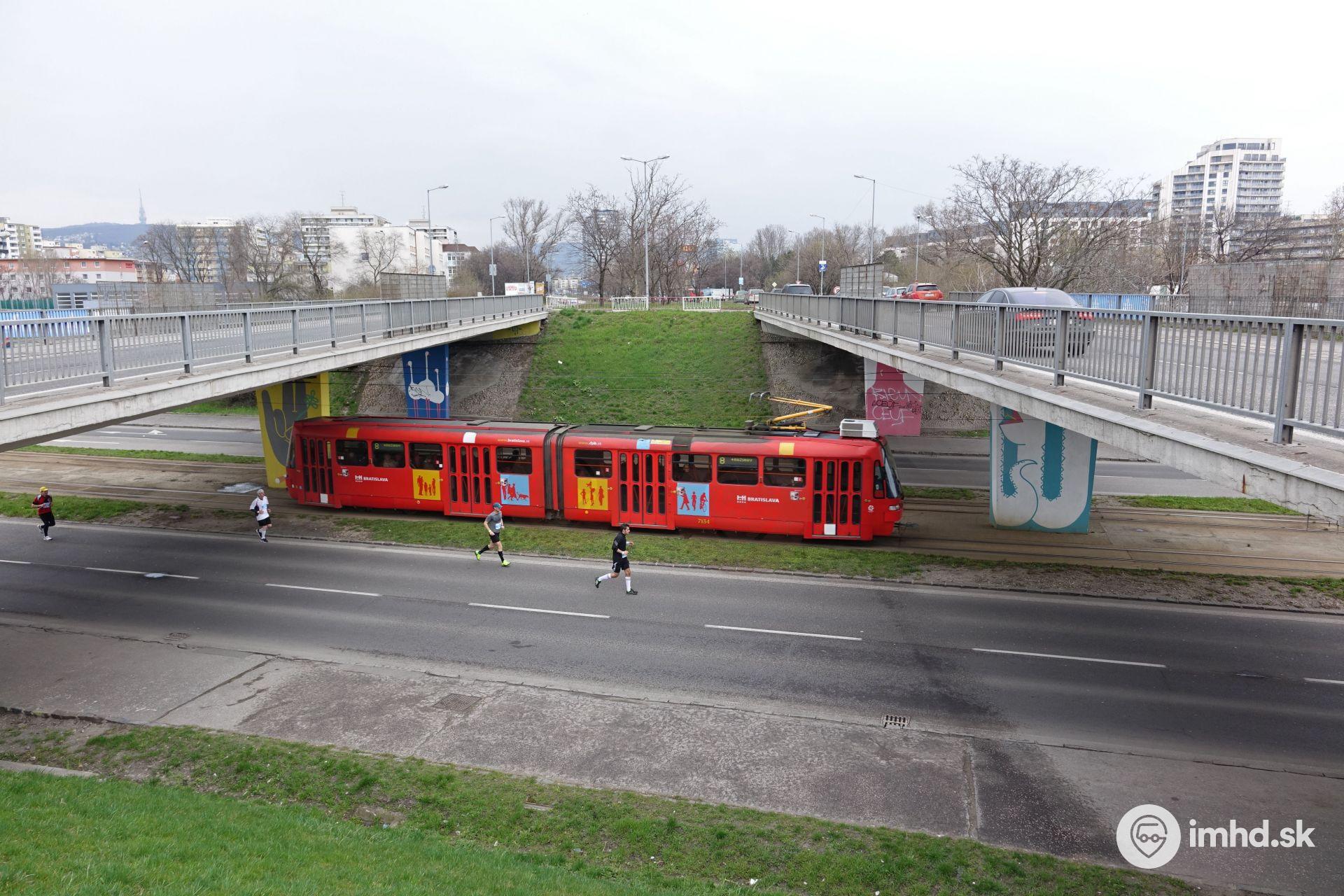 Zaplavovaný úsek pod mostom s Ružinovskou a Bajkalskou ulicou