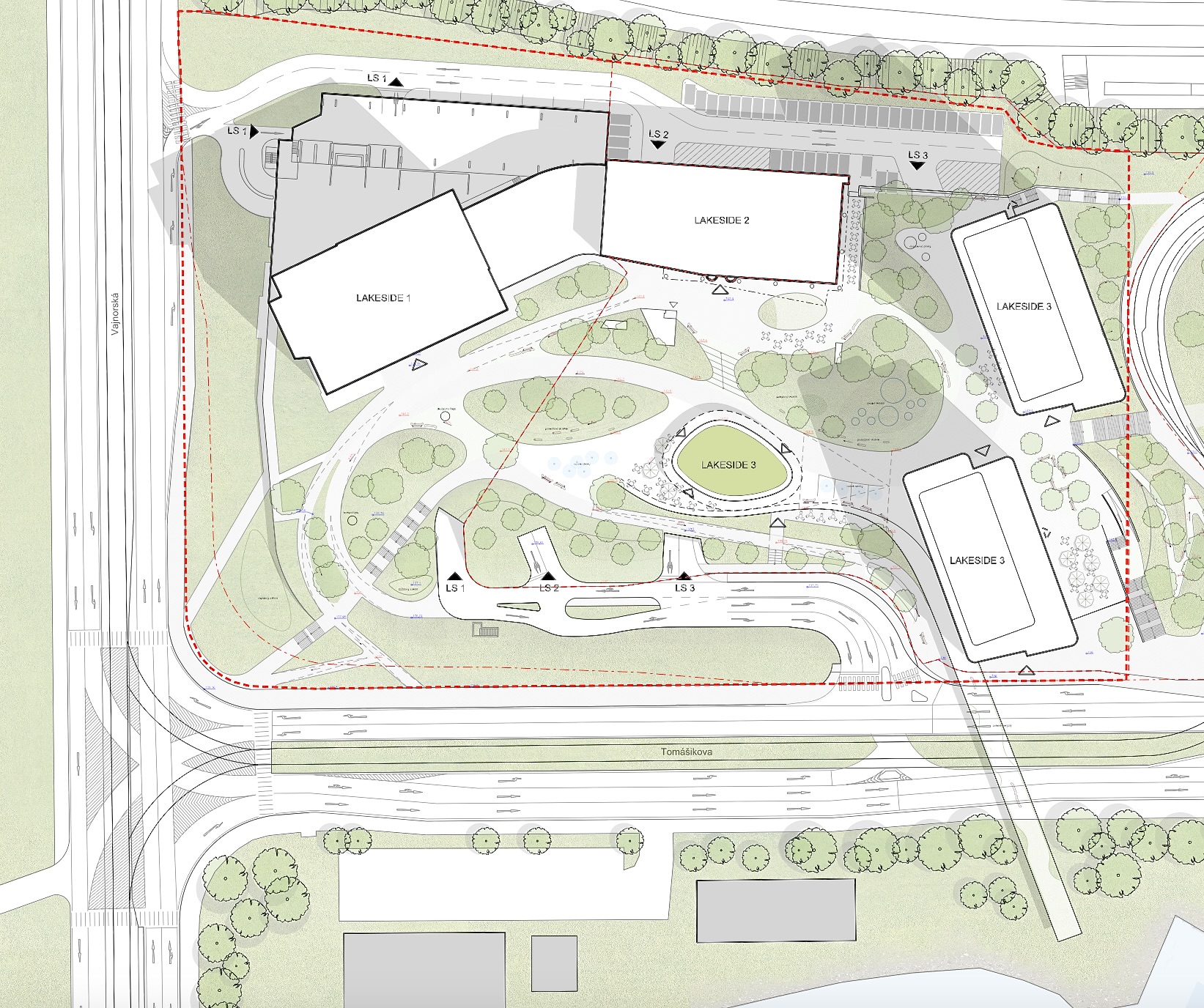 Situácia Lakeside Park 03 podľa dokumentácie EIA z roku 2021, teda ešte pred úpravami v projekte