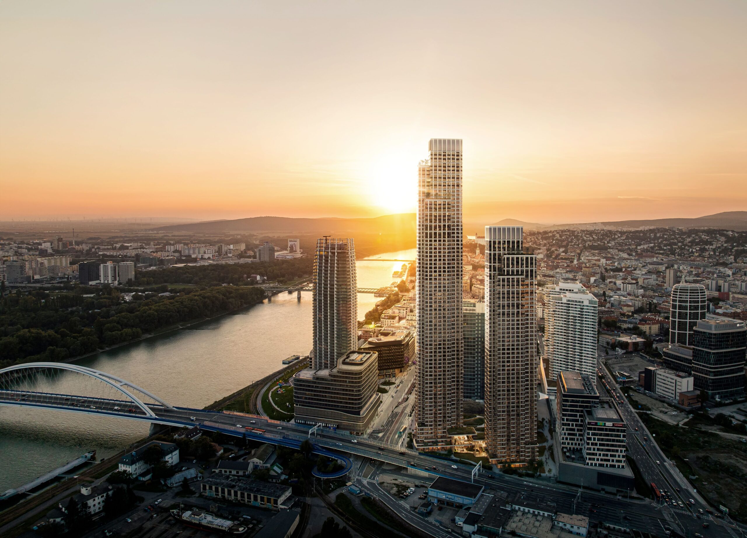 Víťazný návrh architektonického ateliéru KCAP na výstavbu nových mrakodrapov v bratislavskom downtowne