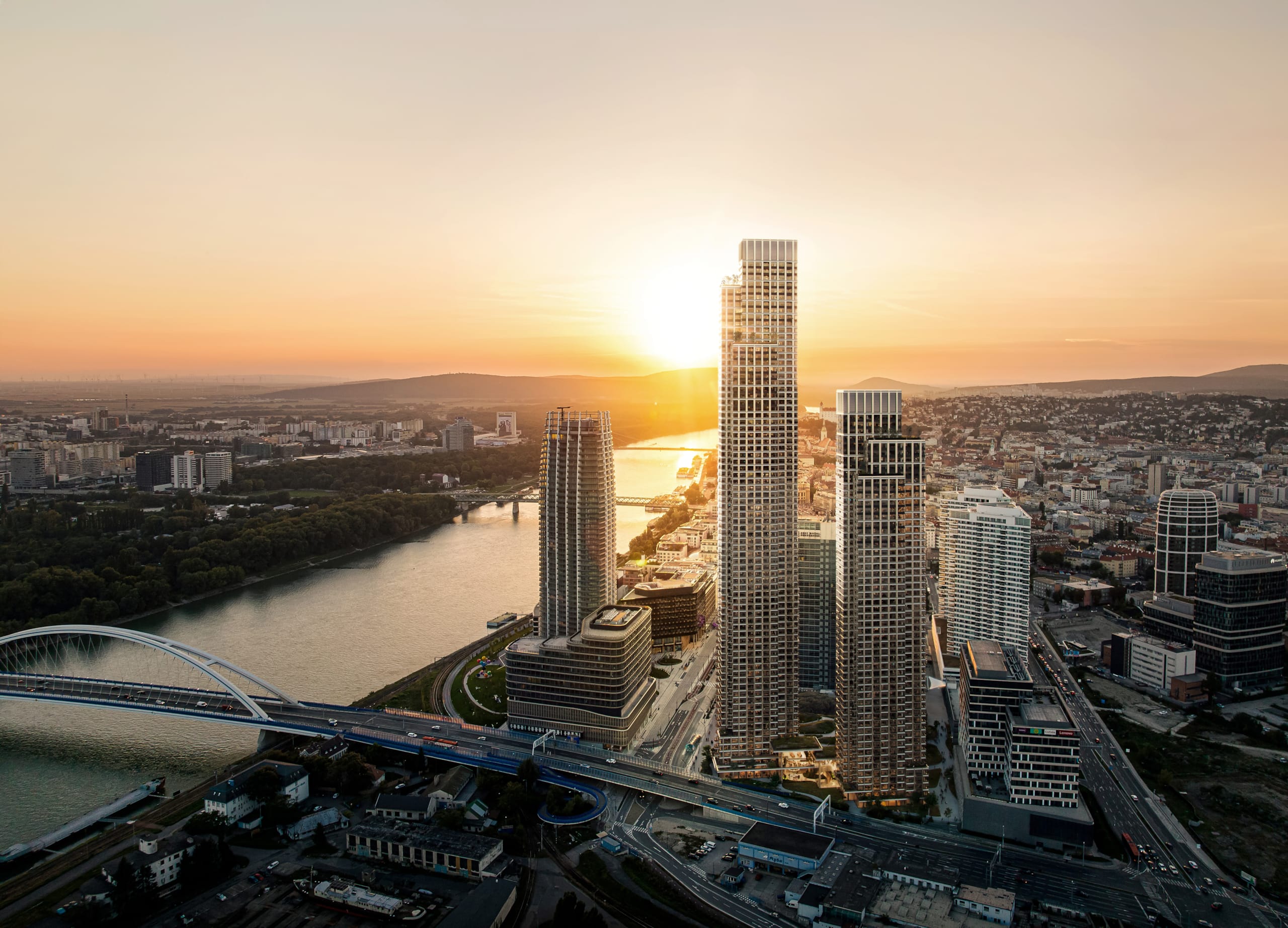 Víťazný návrh architektonického ateliéru KCAP na výstavbu nových mrakodrapov v bratislavskom downtowne