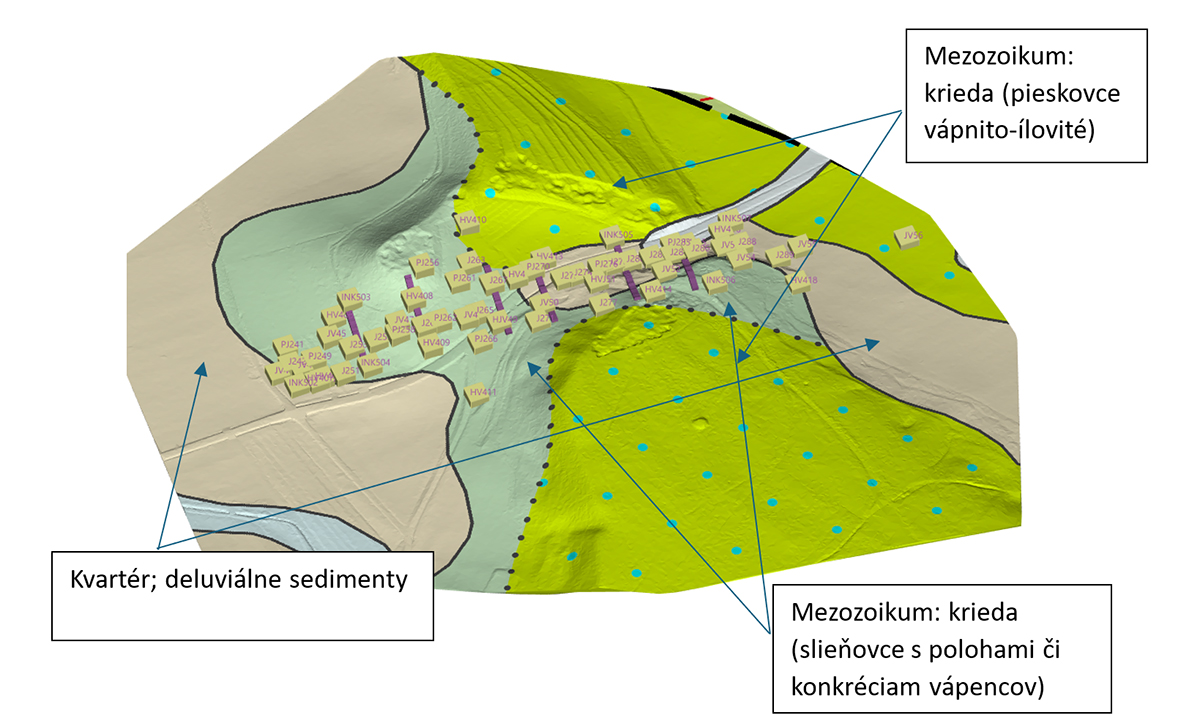 Obr. 4 Schematická geologická interpretácia v oblasti východného portálu tunela