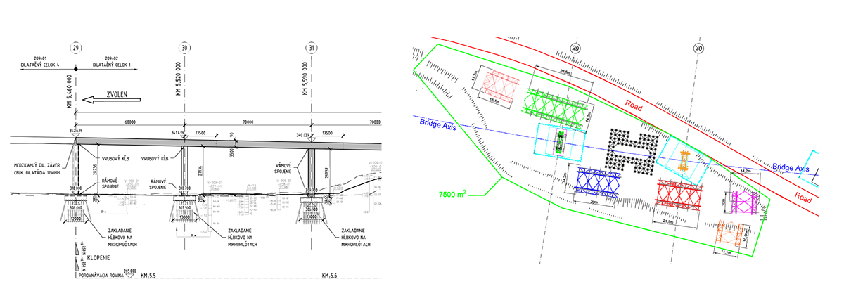 Obr. 6 Vľavo prepojenie SO 209.01 DC4 a SO 209.02 DC1; vpravo priestor na montáž MSS