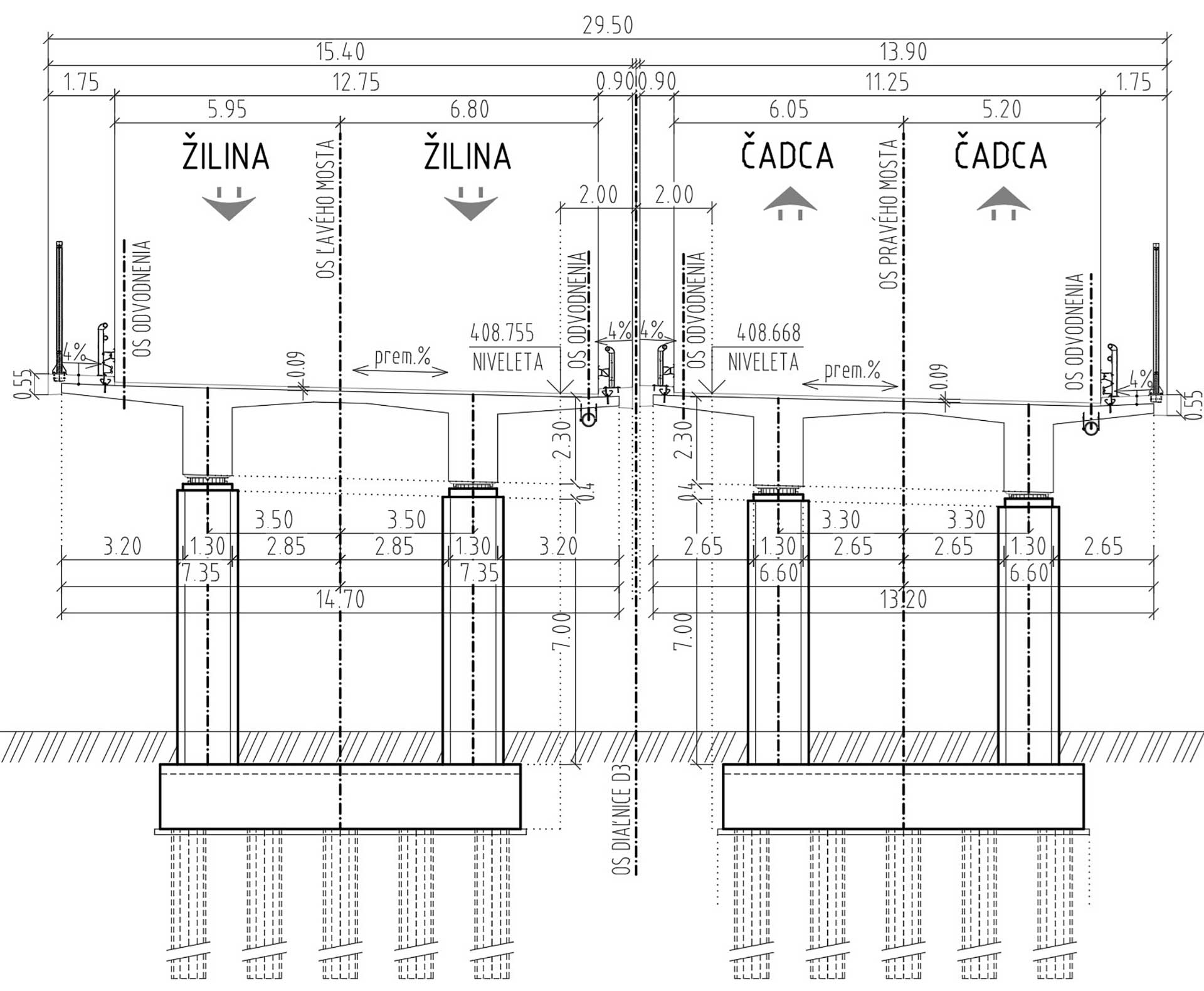 Obr. 6 Priečny rez mostom 213-00
