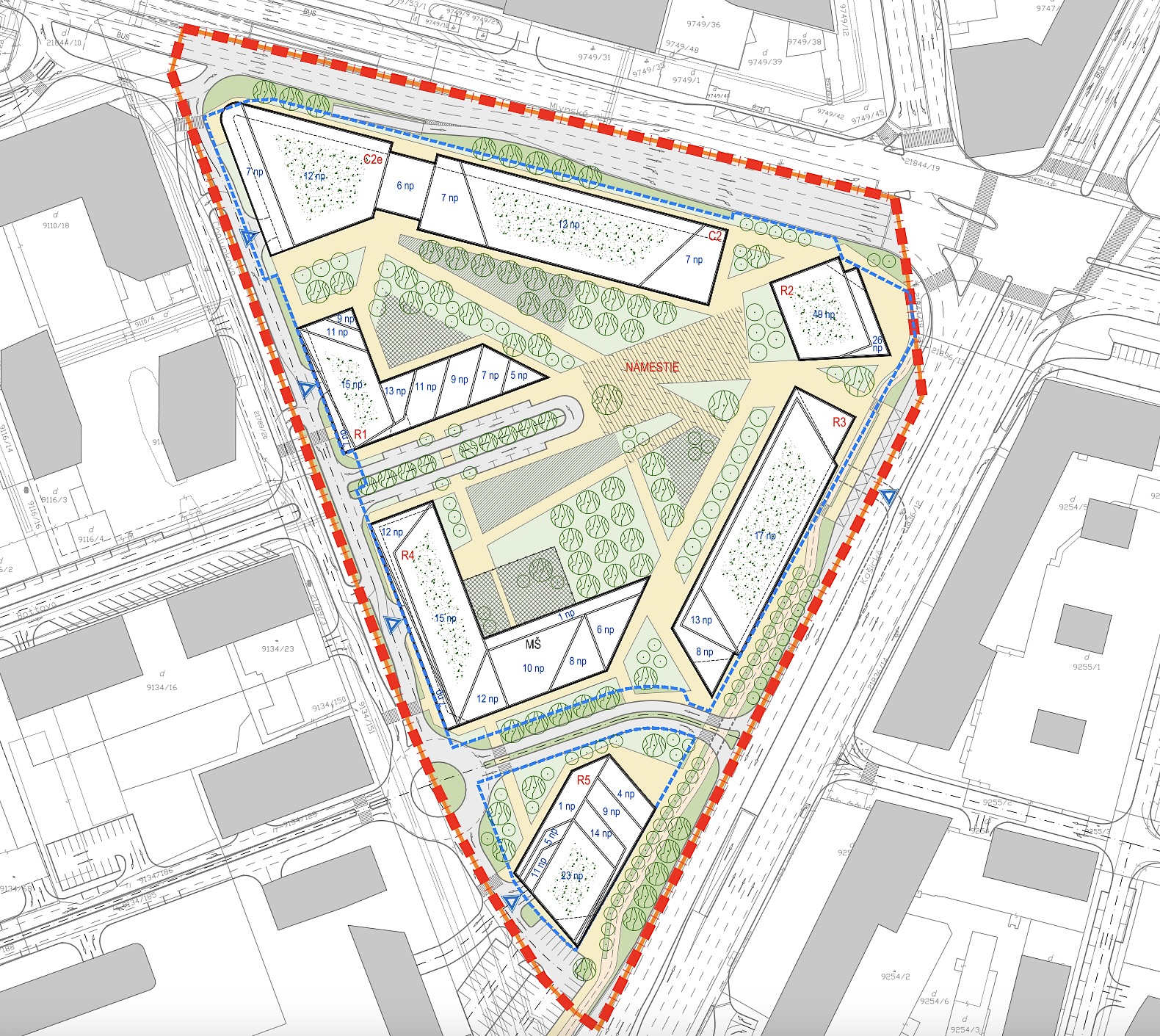 Situácia zmeneného projektu Urban Oasis od Penta Real Estate