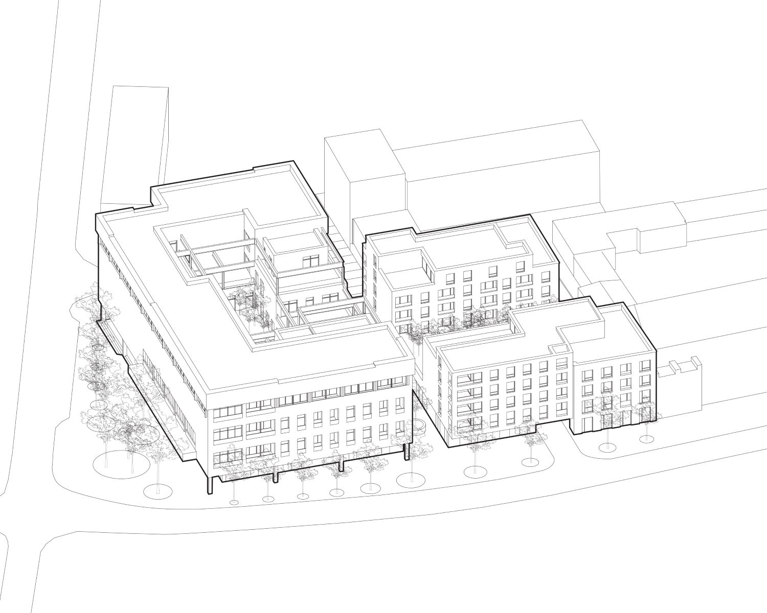 Axonometria Tatra City Residence v Liptovskom Mikuláši.