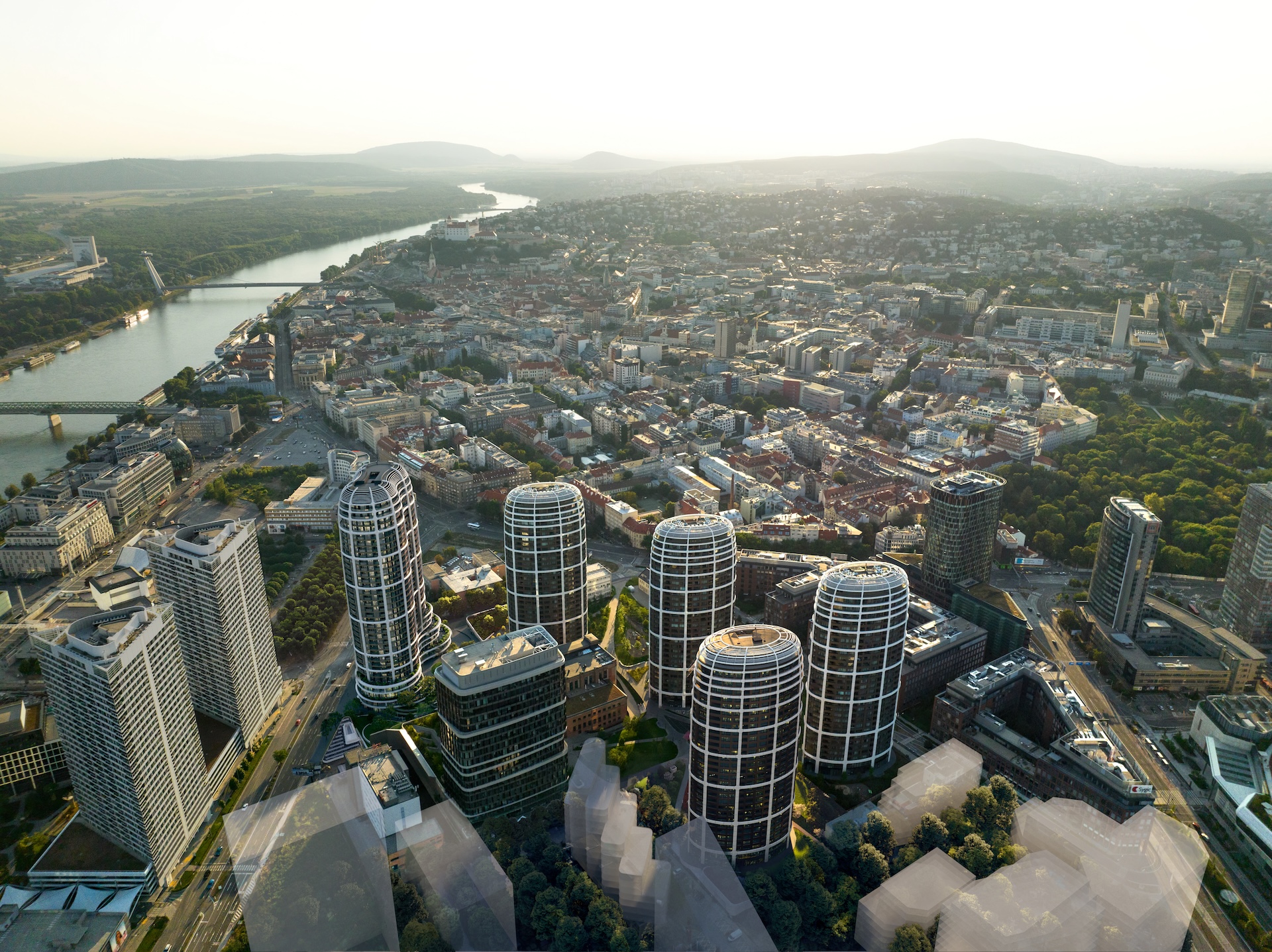 Projekt Sky Park po dokončení všetkých veží